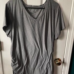 Gray V-Neck Maternity Top